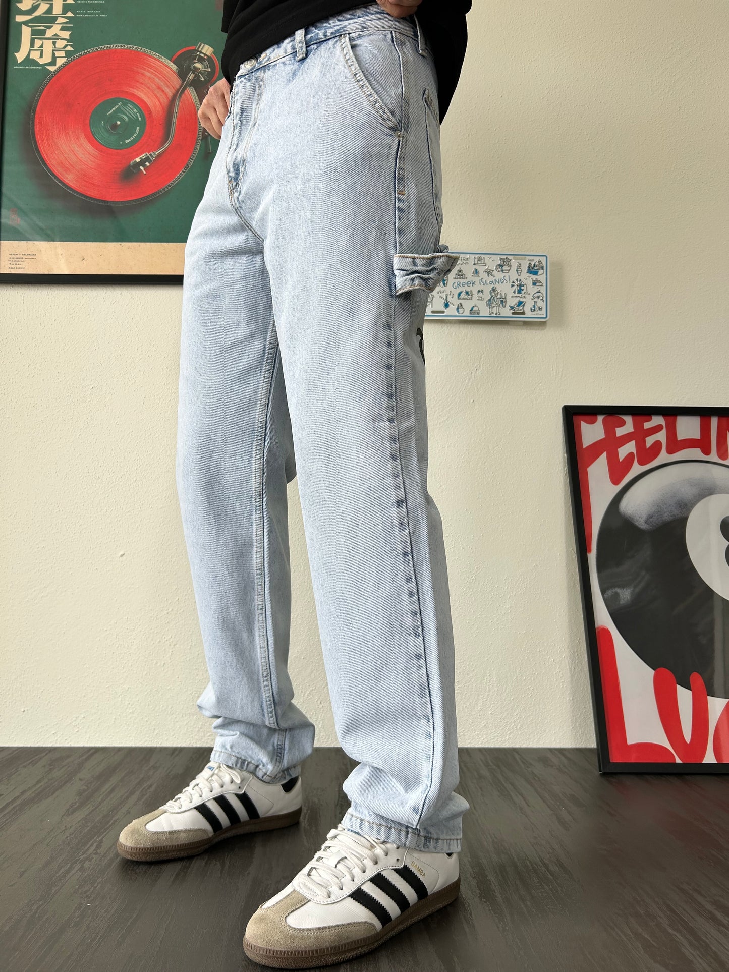 2PAC Baskılı Buz Mavi Baggy Jean
