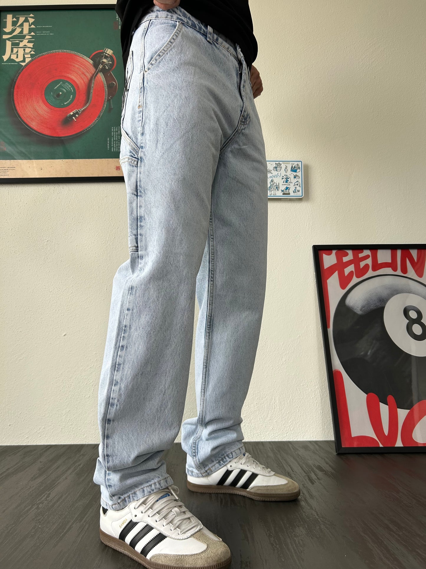 2PAC Baskılı Buz Mavi Baggy Jean