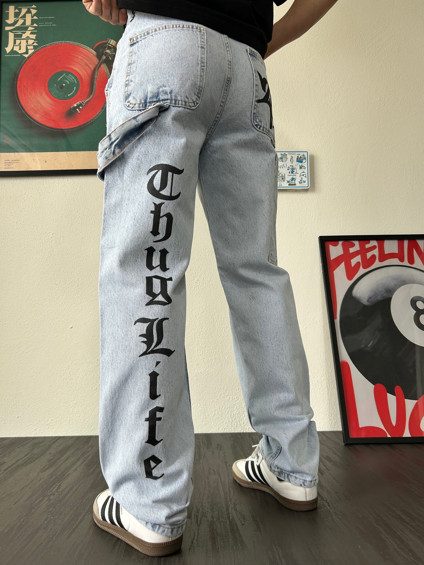 2PAC Baskılı Buz Mavi Baggy Jean