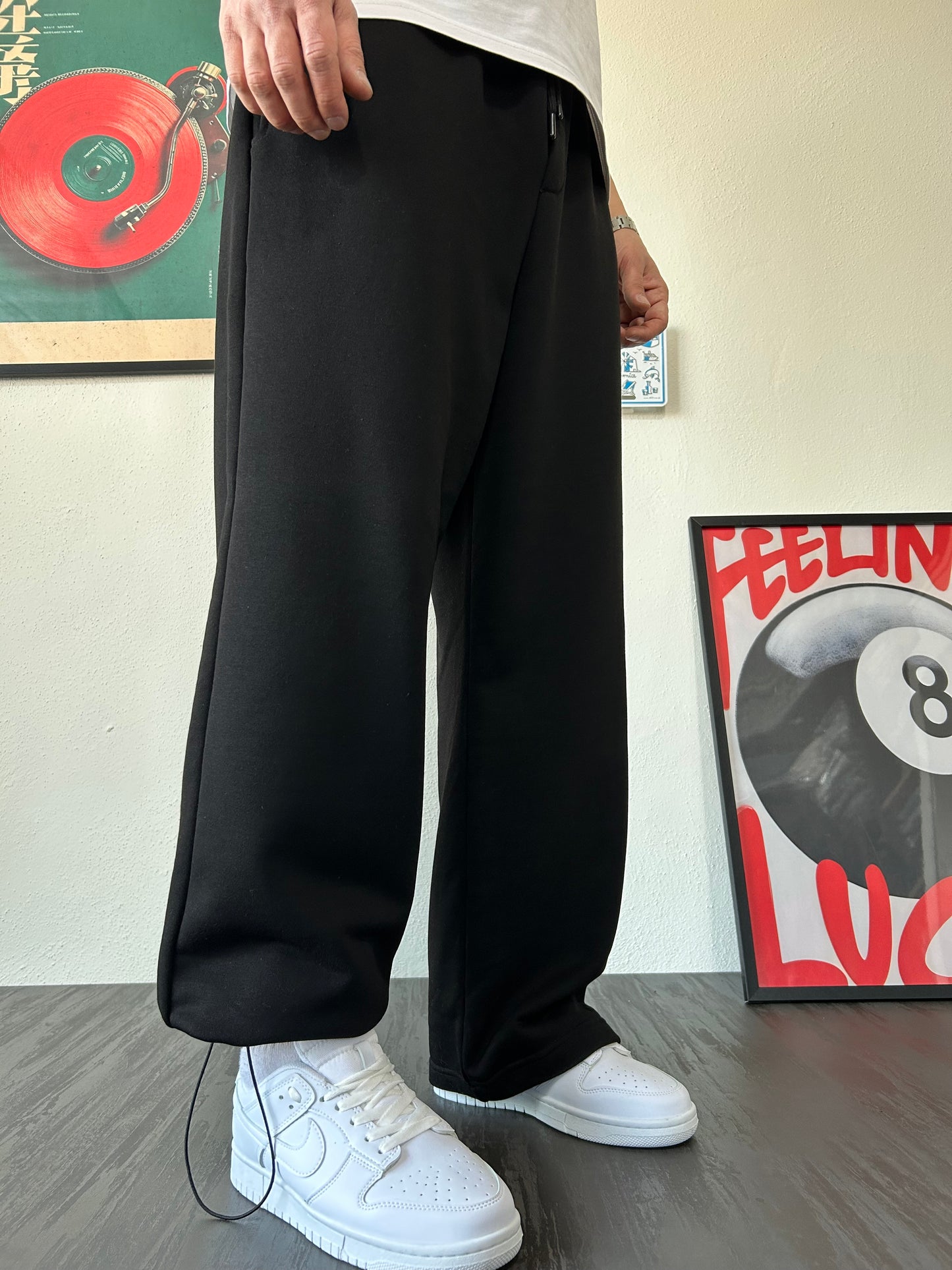 Siyah Premium Ayarlanabilir Paça Oversize Eşofman Altı