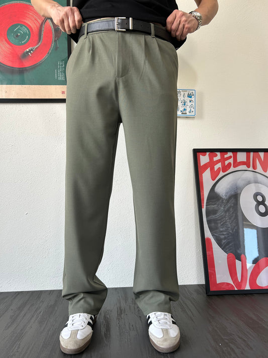 Erkek Baggy Fit Beli Lastikli Rahat Pantolon Haki
