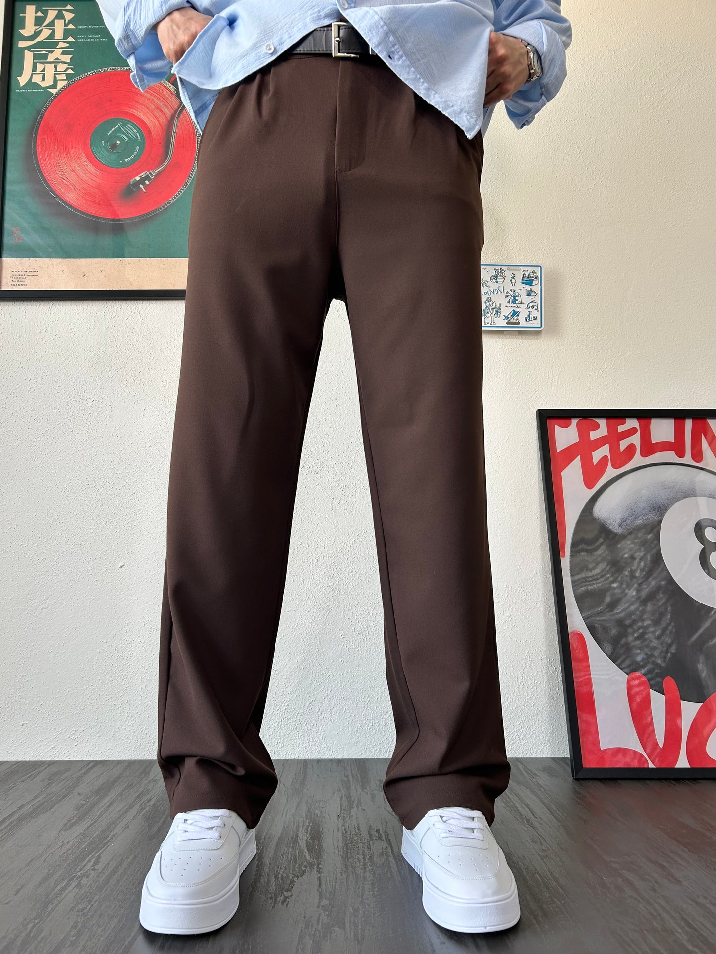 Erkek Baggy Fit Beli Lastikli Rahat Pantolon Kahverengi