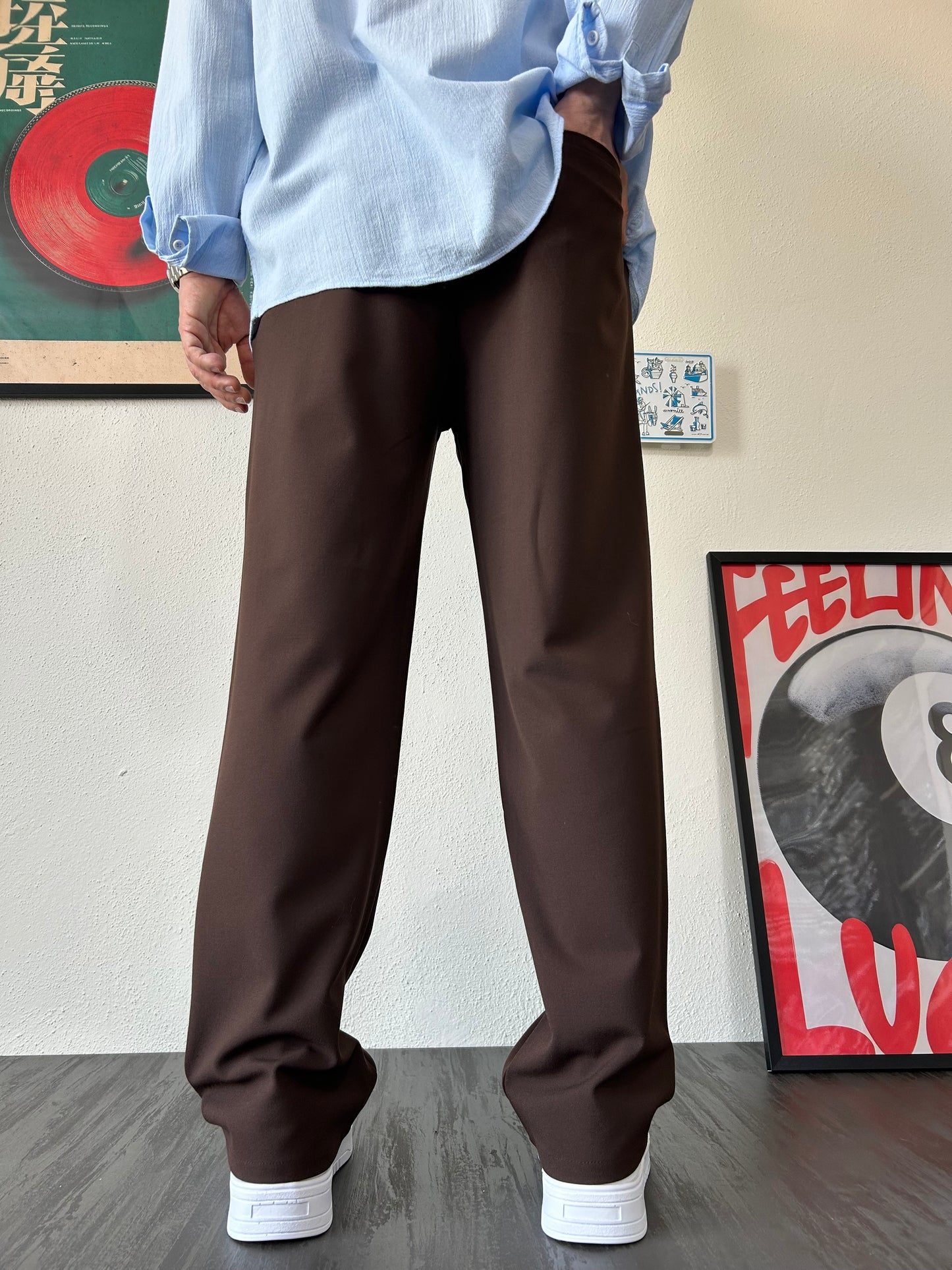 Erkek Baggy Fit Beli Lastikli Rahat Pantolon Kahverengi