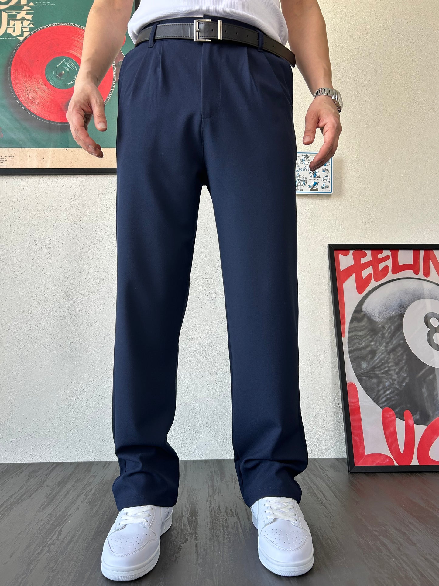 Erkek Baggy Fit Beli Lastikli Rahat Pantolon Lacivert