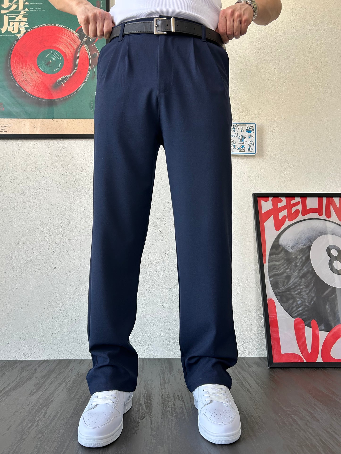 Erkek Baggy Fit Beli Lastikli Rahat Pantolon Lacivert