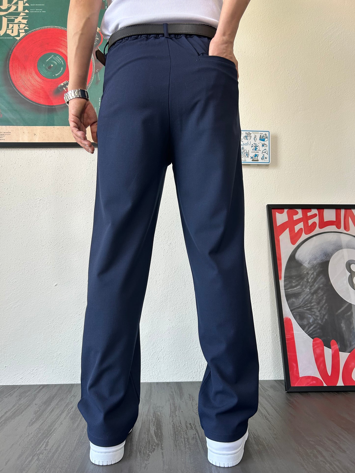 Erkek Baggy Fit Beli Lastikli Rahat Pantolon Lacivert