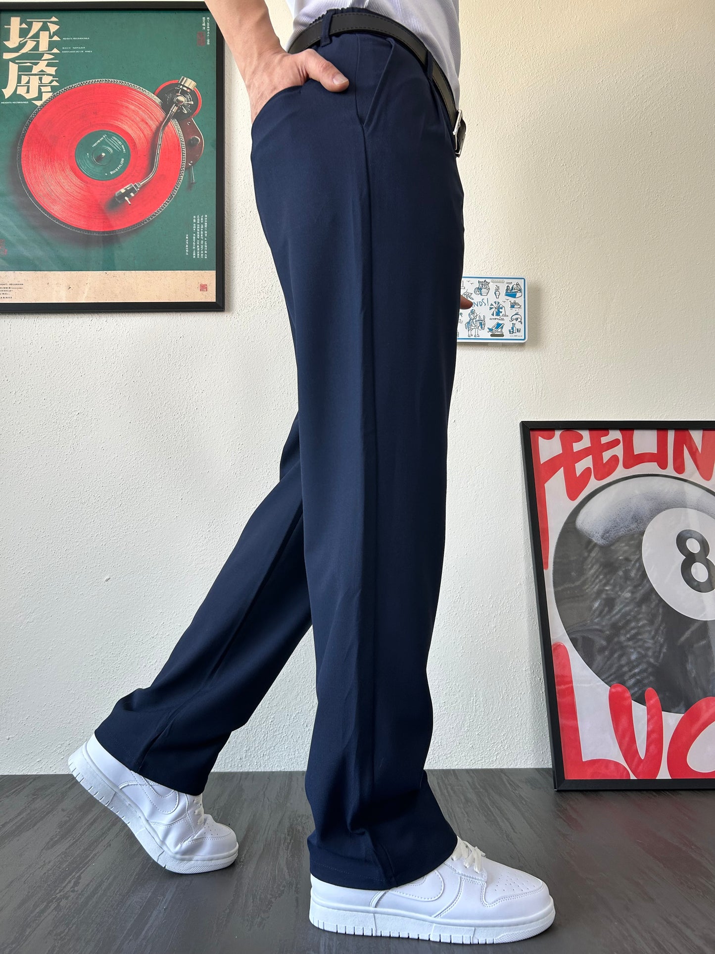 Erkek Baggy Fit Beli Lastikli Rahat Pantolon Lacivert