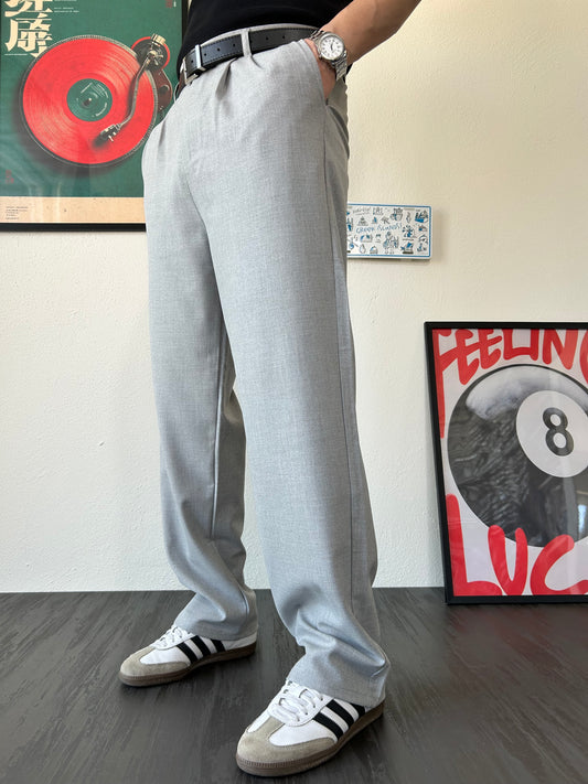 Erkek Baggy Fit Beli Lastikli Rahat Pantolon Gri Melanj