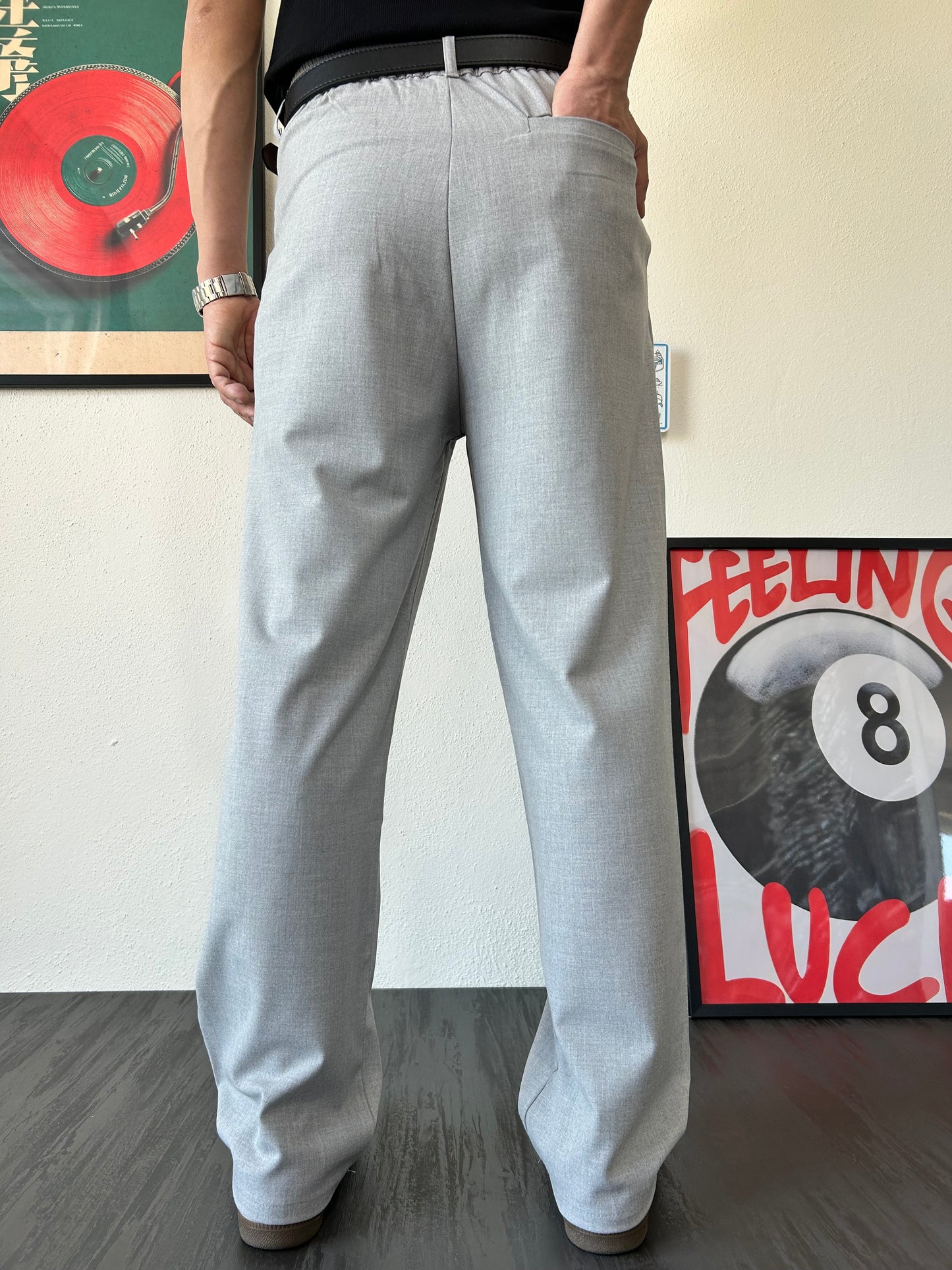Erkek Baggy Fit Beli Lastikli Rahat Pantolon Gri Melanj