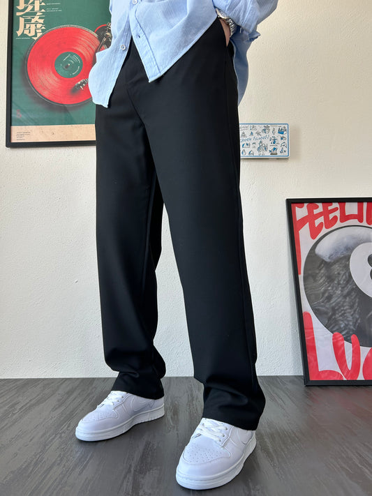 Erkek Baggy Fit Beli Lastikli Rahat Pantolon Siyah