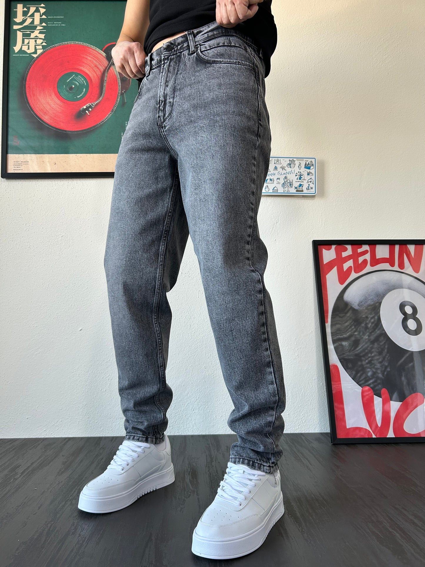 Gri Rahat Kalıp Boyfriend Jean