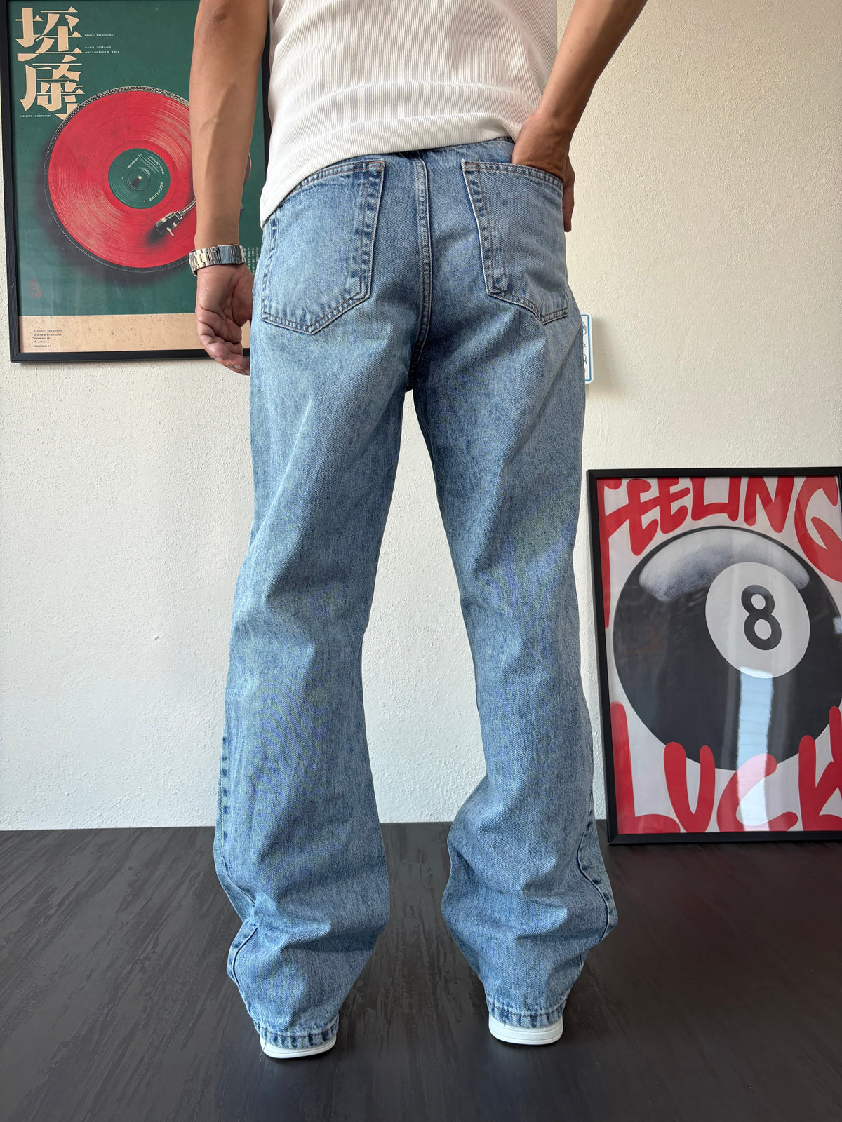 Flare İspanyol Paça Kot Mavi Yıkamalı Fit Jean