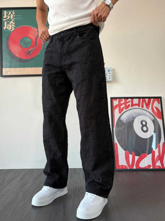 Jakar Desen Siyah Baggy Pantolon