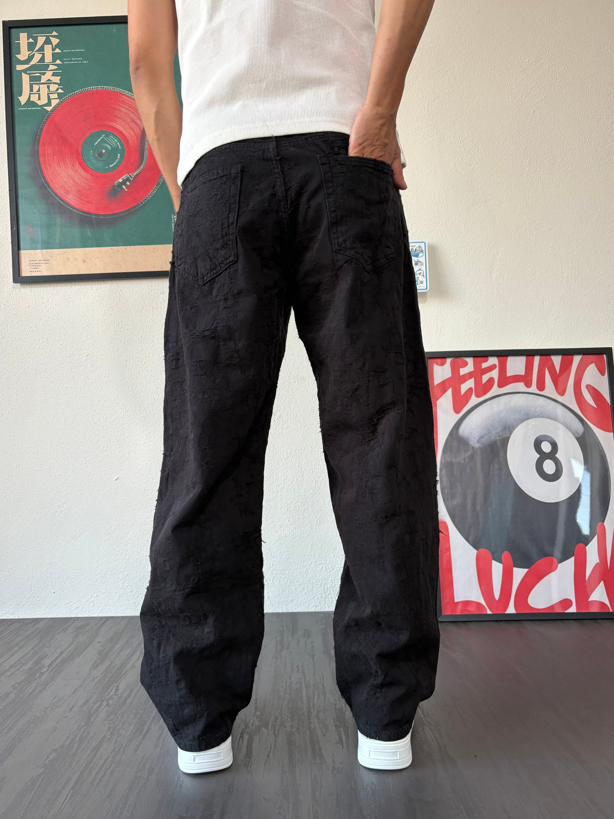 Jakar Desen Siyah Baggy Pantolon