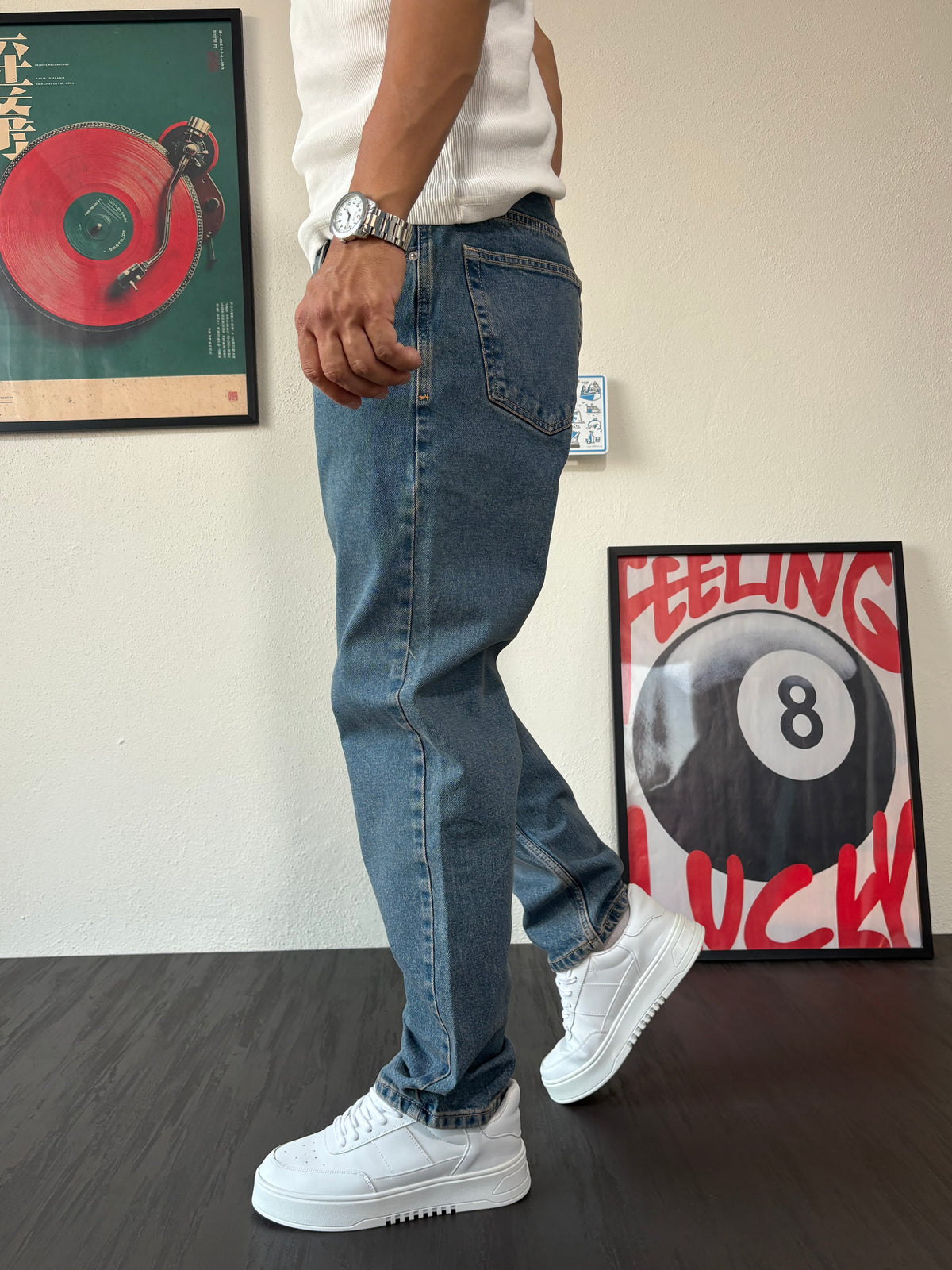 Mavi Yıkamalı Boyfriend Jean