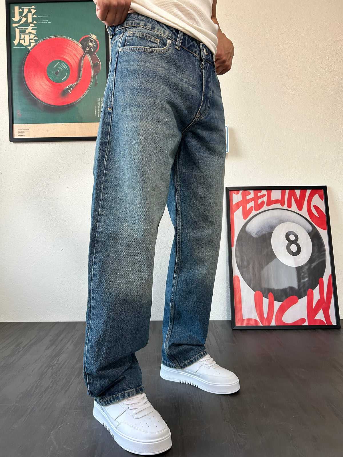 Baggy Fit Tintli Yeşil Yıkamalı Jean K-12