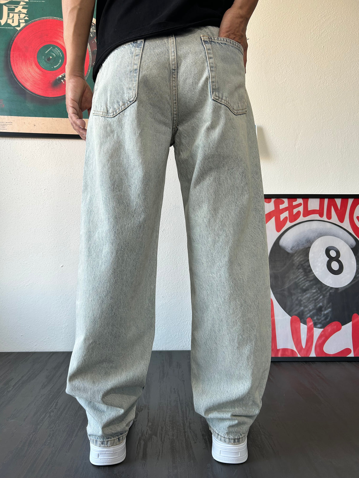 Baggy Fit Eskitme Mavi Yıkamalı Jean K-16