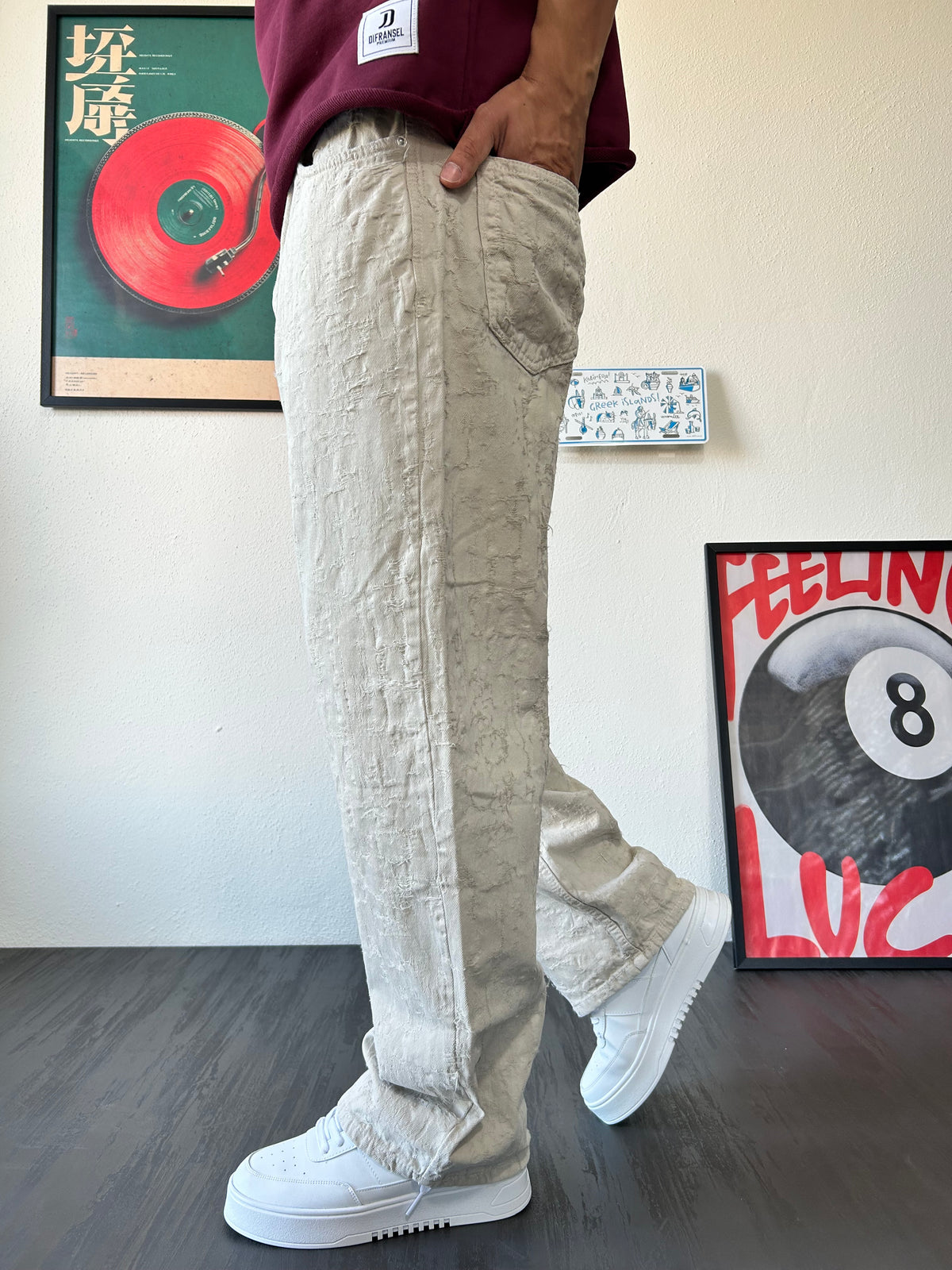 Jakar Desen Taş Baggy Pantolon