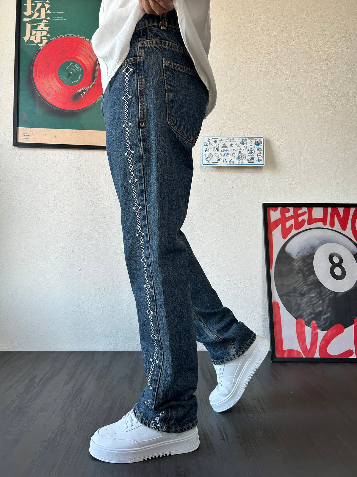 Nakış İşlemeli Baggy Fit Jean