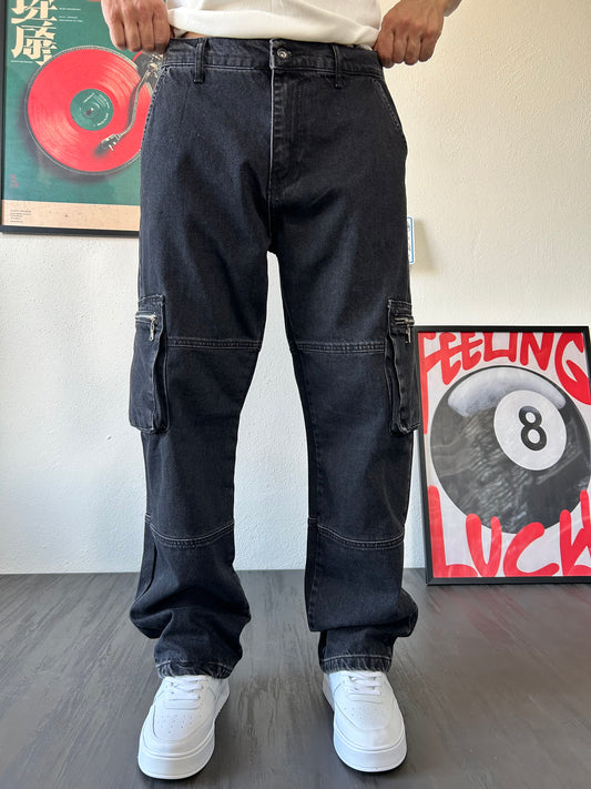 Fermuarlı Kargo Cep Baggy Pantolon,