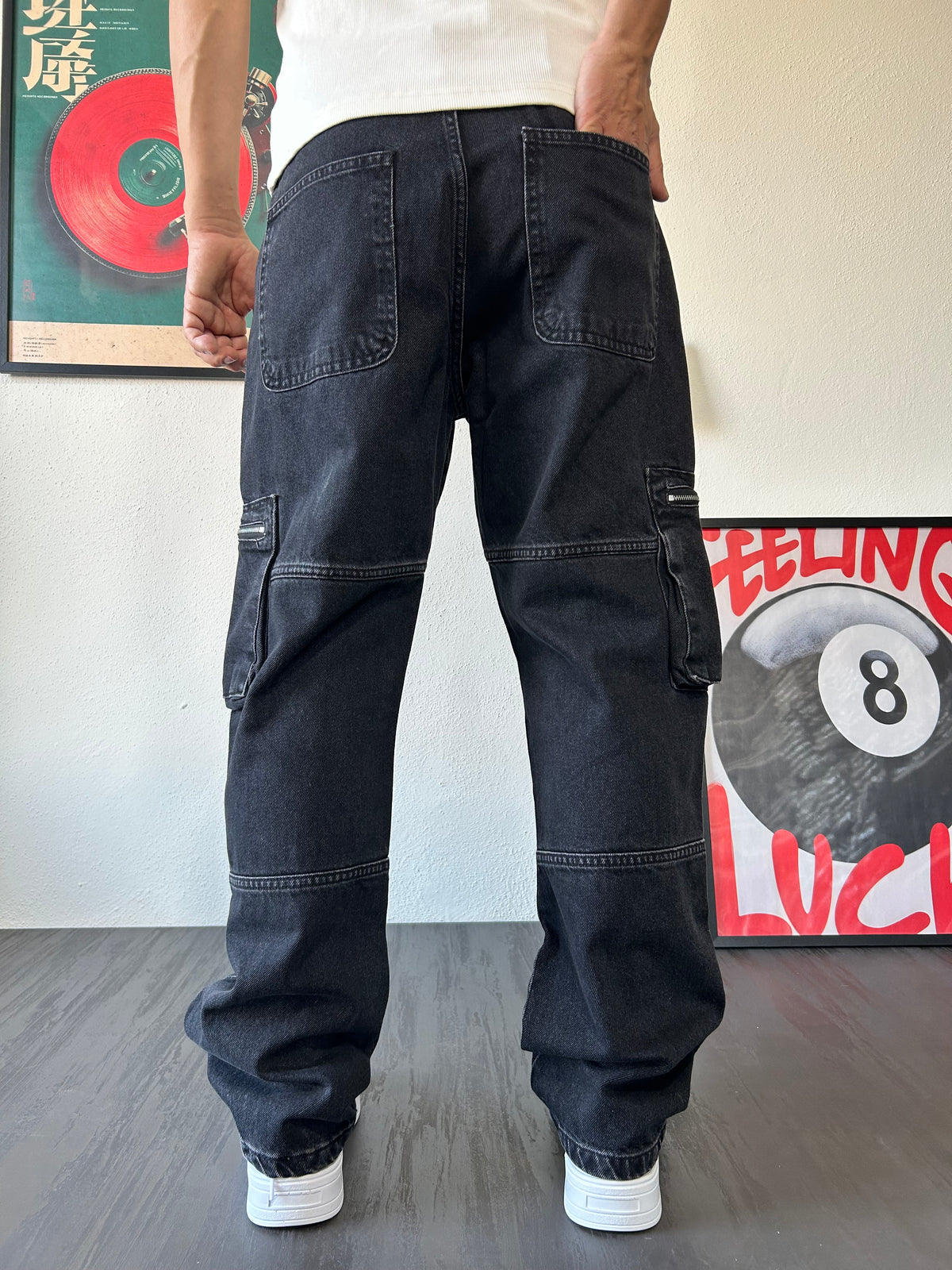Fermuarlı Kargo Cep Baggy Pantolon,