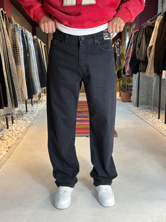 Siyah Taşlamalı Baggy Fit Jean