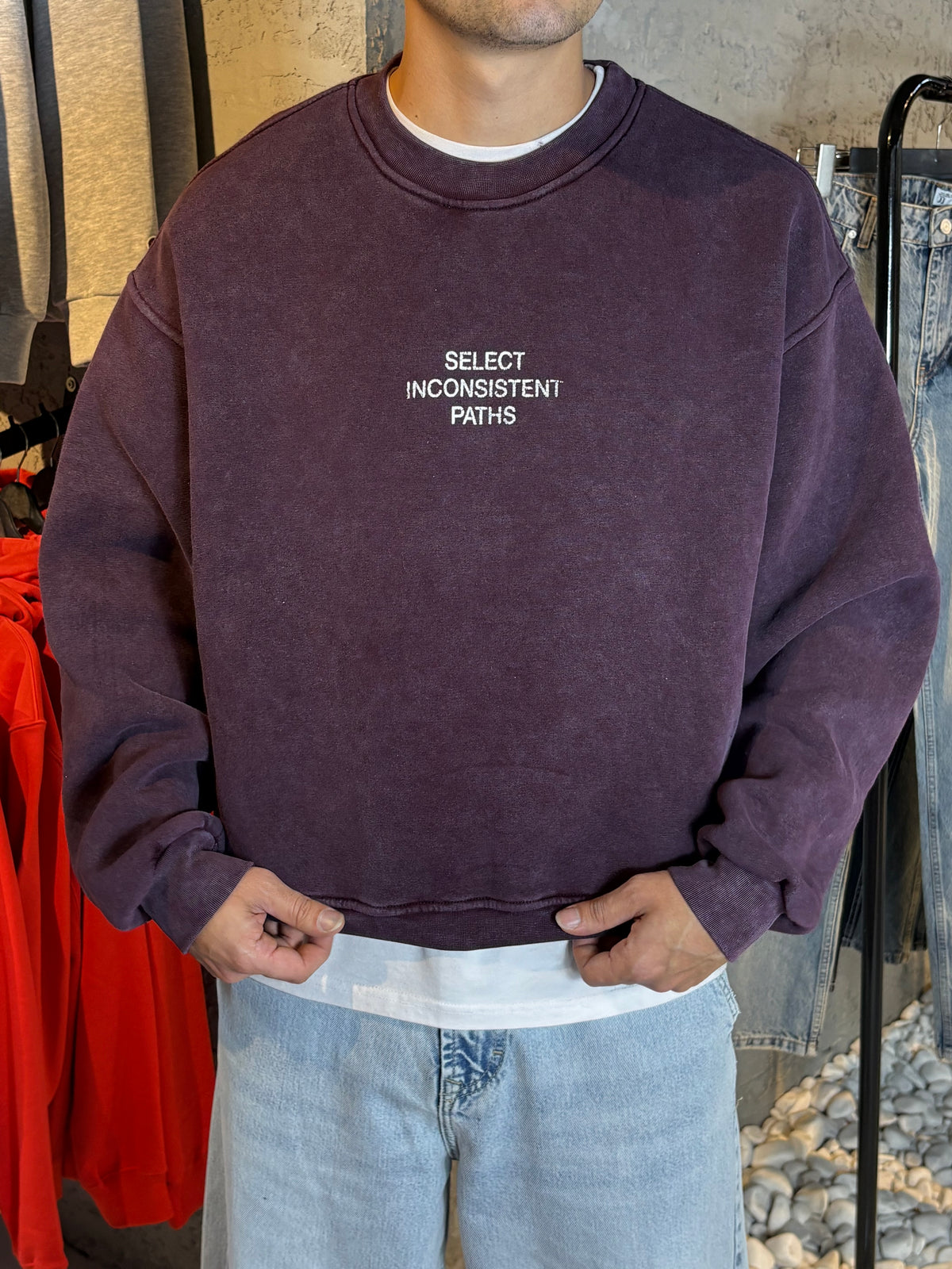 Bordo Yıkamalı Oversize Sweatshirt