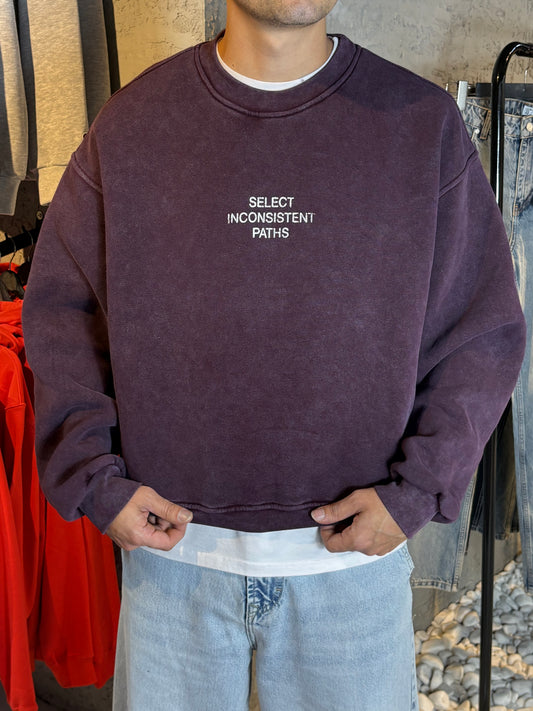 Bordo Yıkamalı Oversize Sweatshirt