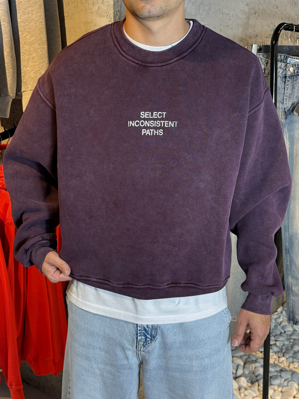 Bordo Yıkamalı Oversize Sweatshirt