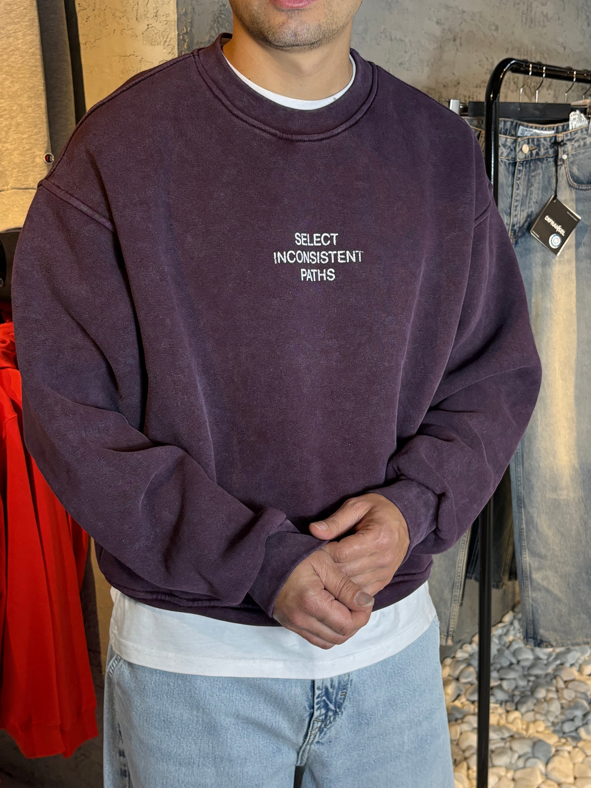 Bordo Yıkamalı Oversize Sweatshirt