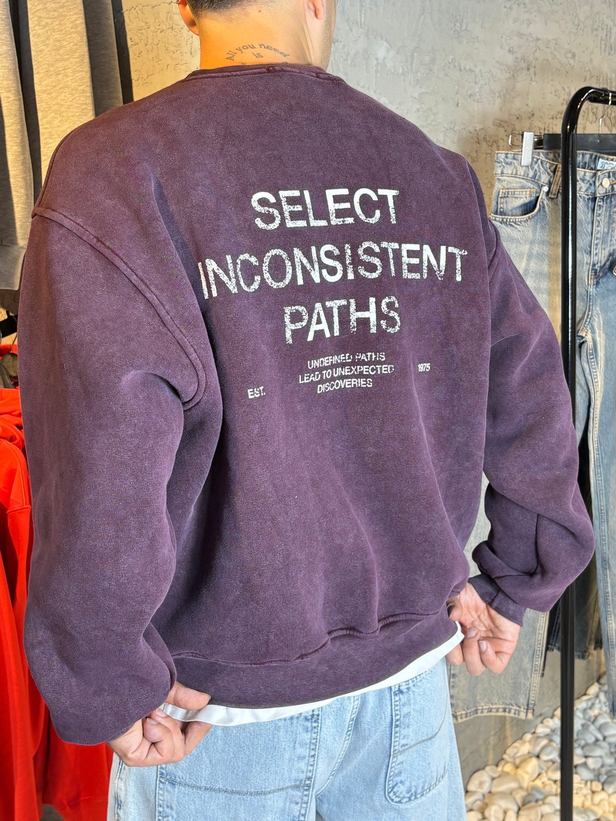 Bordo Yıkamalı Oversize Sweatshirt