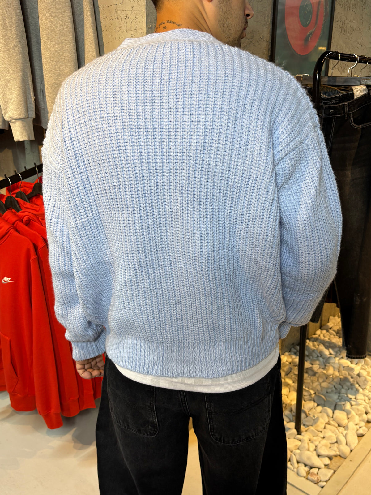 Bebe Mavi Düğmeli Oversize Triko Hırka