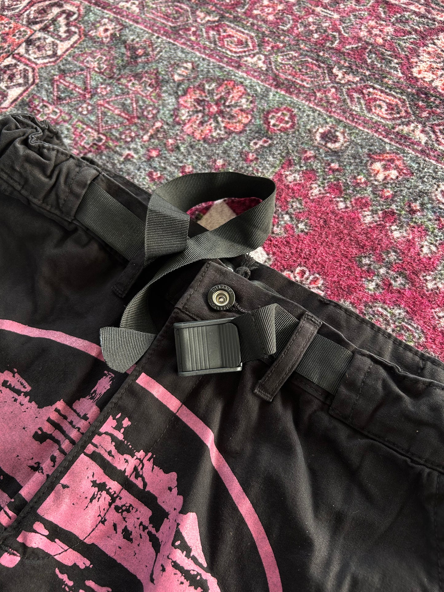 Crtz Beli Kermerli Kargo Pantolon Siyah-Pembe