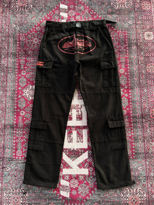 Crtz Beli Kermerli Kargo Pantolon Siyah-Kırmızı