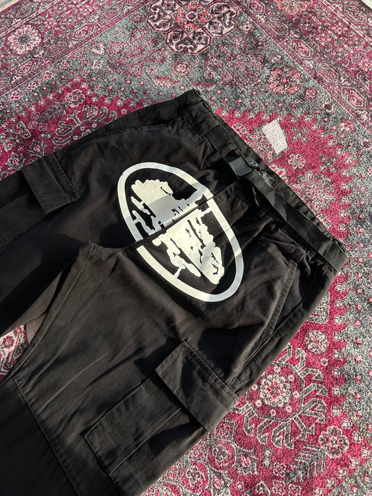 Crtz Beli Kermerli Kargo Pantolon Siyah-Beyaz
