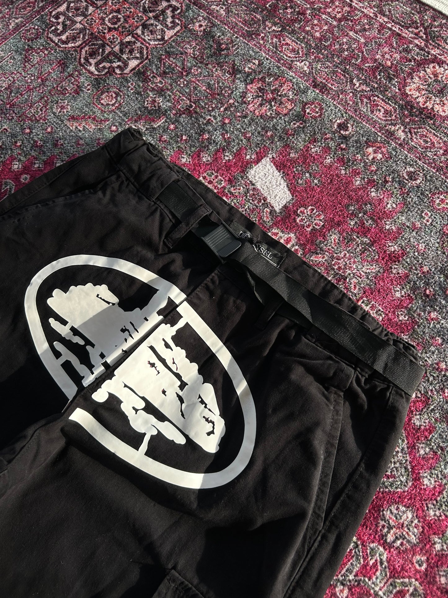 Crtz Beli Kermerli Kargo Pantolon Siyah-Beyaz