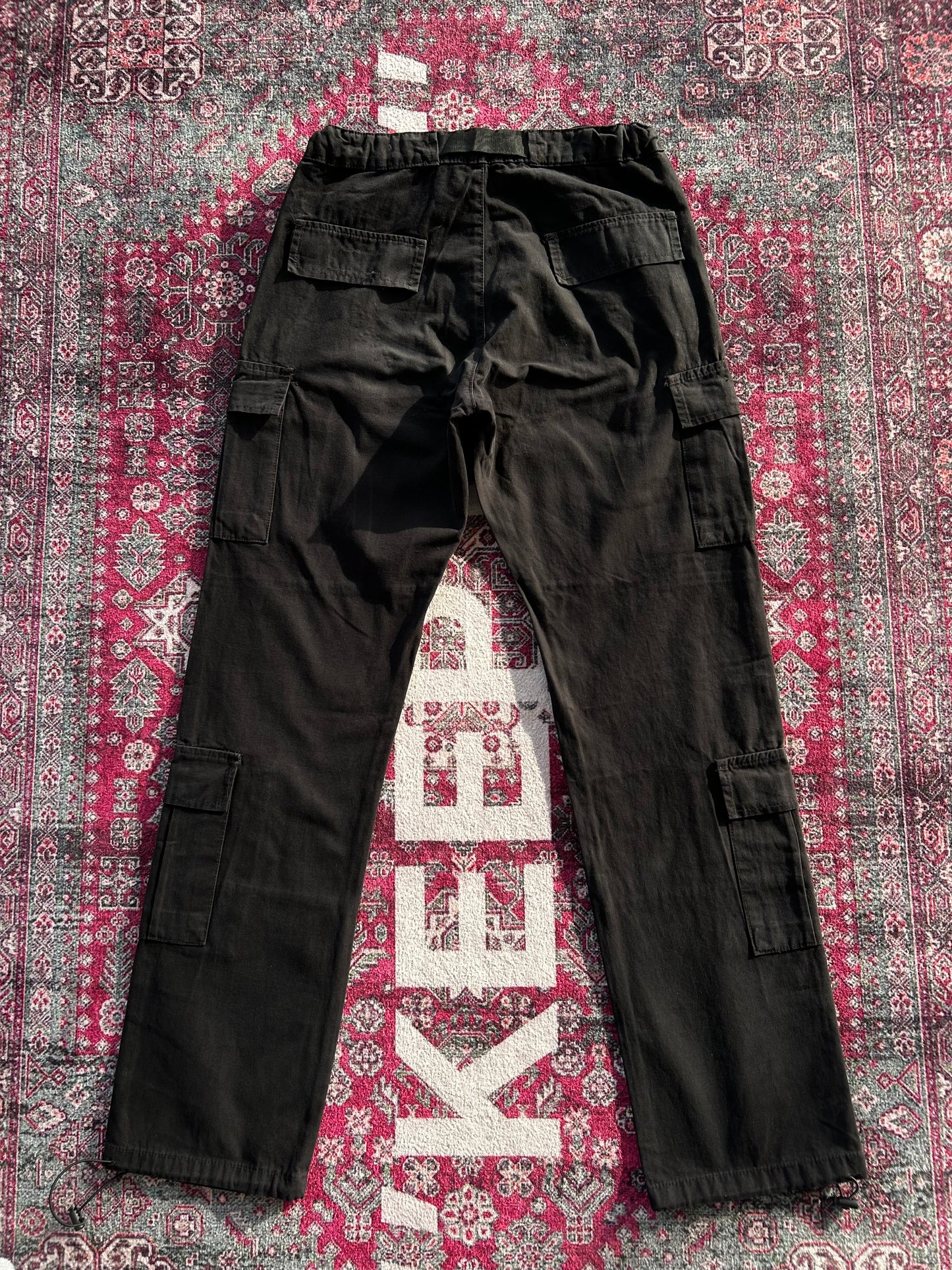 Crtz Beli Kermerli Kargo Pantolon Siyah-Beyaz
