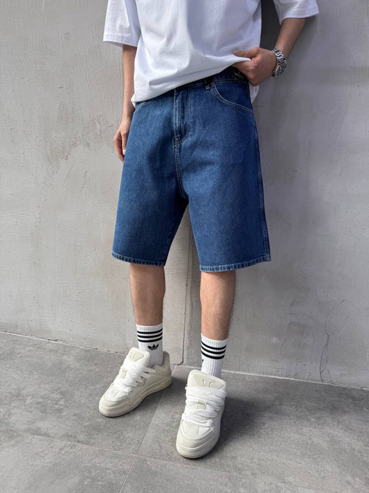 Vintage Mavi Baggy Jean Erkek Şort