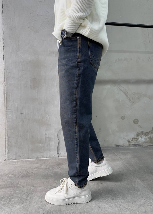 Lacivert Asit Yıkamalı Efektli Boyfriend