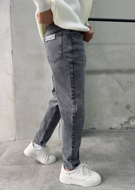 Gri Rahat Kalıp Boyfriend Jean
